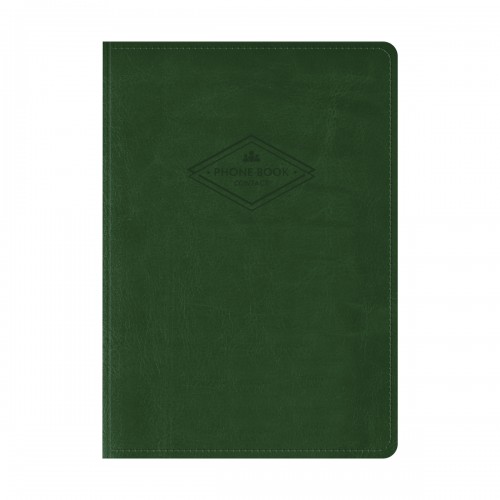 Телефонная книга А5, 80л., кожзам, OfficeSpace Winner зеленый, с вырубкой