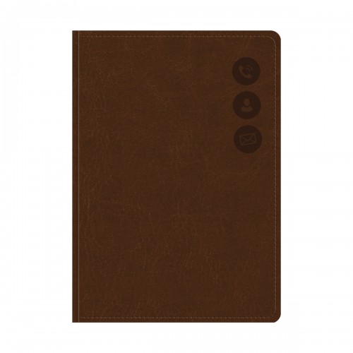 Телефонная книга А7, 64л., кожзам, OfficeSpace Nebraska коричневый с вырубкой