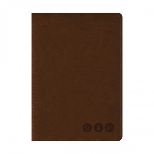 Телефонная книга А5, 80л., кожзам, OfficeSpace Nebraska коричневый с вырубкой