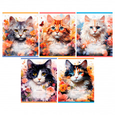 Тетрадь 12л., частая косая линия  BG Кошки