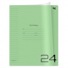 Тетрадь 24л. линия BG UniTone. Green, пластиковая прозрачная обложка