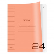 Тетрадь 24л. линия BG UniTone. Neon, пластиковая обложка, неон оранжевый