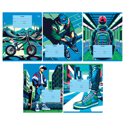 Тетрадь 12л., клетка BG Пиксели