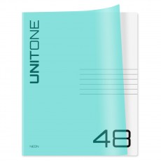 Тетрадь 48л. клетка BG UniTone. Neon, пластиковая обложка, неон голубой