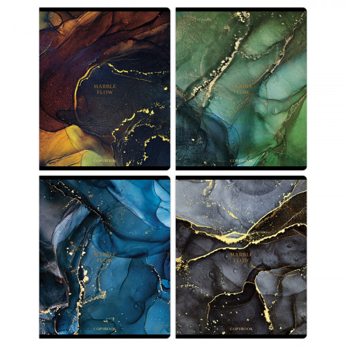 Тетрадь 48л., А5, клетка Greenwich Line Marble color, матовая ламинация, тиснение фольгой, 70г/м2