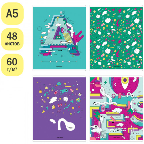 Тетрадь 48л., А5, клетка ArtSpace Рисунки. Doodles, эконом