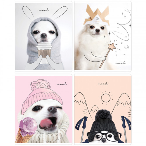 Тетрадь 48л., А5, клетка MESHU Puppy, глянцевая ламинация