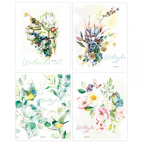 Тетрадь 48л., А5, клетка ArtSpace Цветы. Watercolor flowery, матовая ламинация