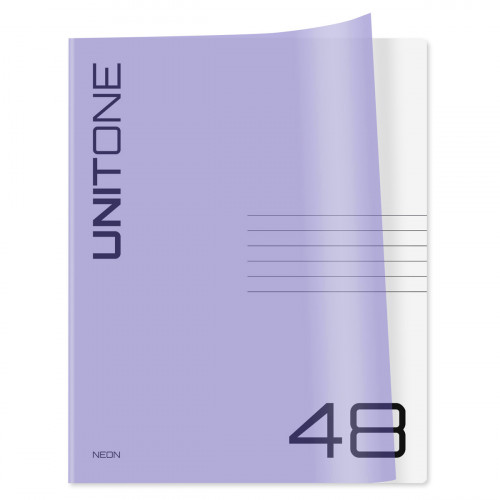 Тетрадь 48л. клетка BG UniTone. Neon, пластиковая обложка, неон сиреневый