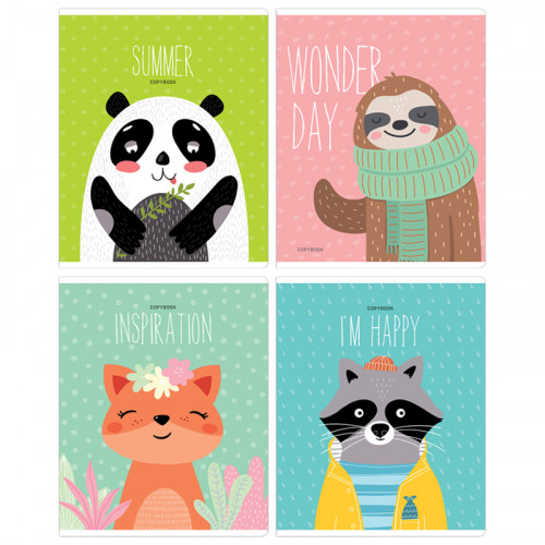 Тетрадь 48л., А5, клетка ArtSpace Рисунки. Happy animals, выборочный УФ-лак