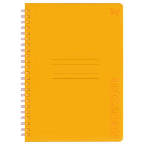 Тетрадь 48л., А5, клетка на силиконовом гребне, BG Neon. Orange, пластиковая обложка