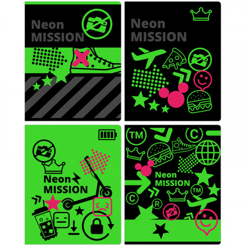 Тетрадь 48л., А5, линия BG Neon Mission, неоновый пантон