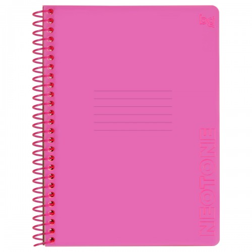 Тетрадь 96л., А5, клетка на пластиковом гребне, BG Neon. Pink, пластиковая обложка