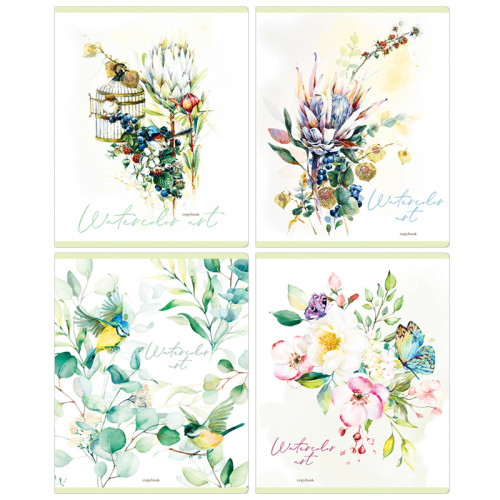 Тетрадь 96л., А5, клетка ArtSpace Цветы. Watercolor flowery, матовая ламинация
