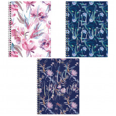 Тетрадь 80л., А5, клетка на гребне GreenwichLine Blue flowers, матовая ламинация, тиснение фольгой, 70г/м2 Тетрадь 80л., А5, клетка на гребне GreenwichLine Blue flowers, матовая ламинация, тиснение фольгой, 70г/м2