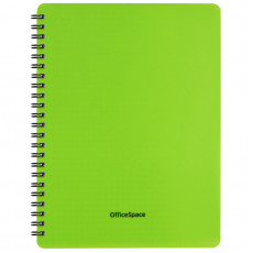 Тетрадь 60л. А5 клетка на гребне OfficeSpace Neon, пластиковая обложка, салатовая
