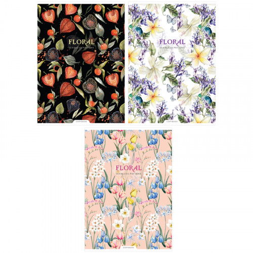 Тетрадь 96л., А4, клетка ArtSpace Цветы. Seamless pattern