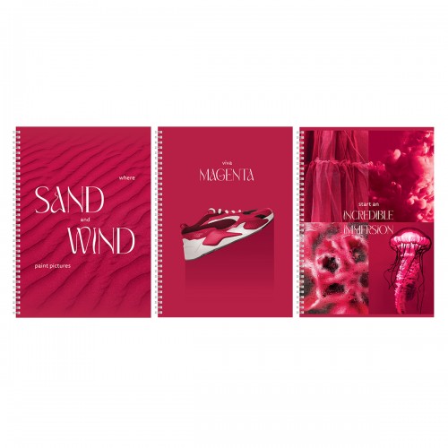 Тетрадь 96л., А4, клетка, на гребне BG Viva Magenta, soft-touch ламинация