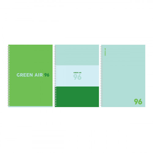 Тетрадь 96л., А4, клетка, на гребне BG Green air, матовая ламинация