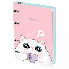 Тетрадь на кольцах А5, 100л., MESHU Cat book, картон, матовая ламинация, выборочный УФ-лак