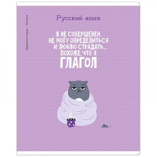 Тетрадь предметная 48л. ArtSpace Котоцинизм - Русский язык, ТВИН-лак