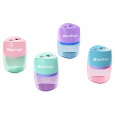 Точилка пластиковая Berlingo Haze XL, с контейнером, 2 отверстия, ассорти
