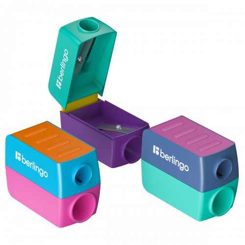 Точилка пластиковая Berlingo ColorShift 2 отверстия, контейнер, ассорти, туба
