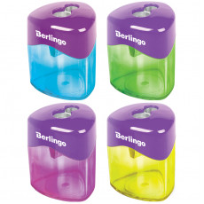 Точилка пластиковая Berlingo DoubleColor 2 отверстия, контейнер, ассорти