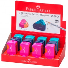 Точилка пластиковая Faber-Castell Sleeve Mini 1 отверстие, контейнер, розов./оранж., бирюзовая
