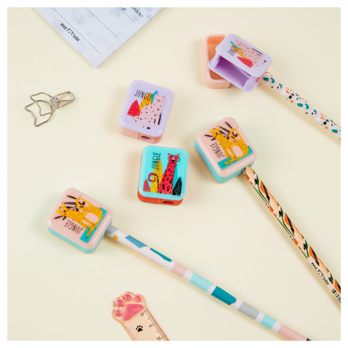 Точилка пластиковая MESHU Spring in jungle 1 отверстие, ассорти