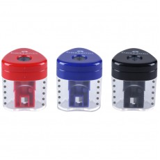 Точилка пластиковая со шторкой Faber-Castell Grip Auto Mini 1 отверстия, контейнер, красный/синий/черный