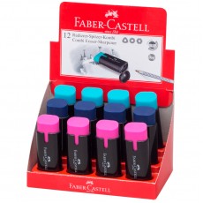 Точилка пластиковая с ластиком Faber-Castell Combi 1 отверстие, контейнер, ассорти
