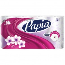 Бумага туалетная Papia Балийский Цветок, 3-слойная, 8шт., ароматизир., тиснение, белая