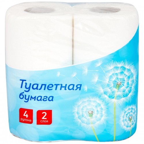 Бумага туалетная OfficeClean 2-слойная, 4шт., тиснение, белая