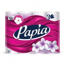 Бумага туалетная Papia Балийский Цветок, 3-слойная, 12шт., ароматизир., фиолет. тиснение, белая