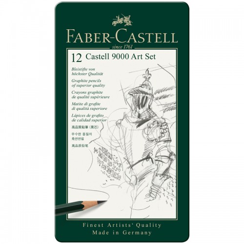 Набор карандашей ч/г Faber-Castell Castell 9000 Art Set, 12шт., 2H-8B, заточен., метал. кор.