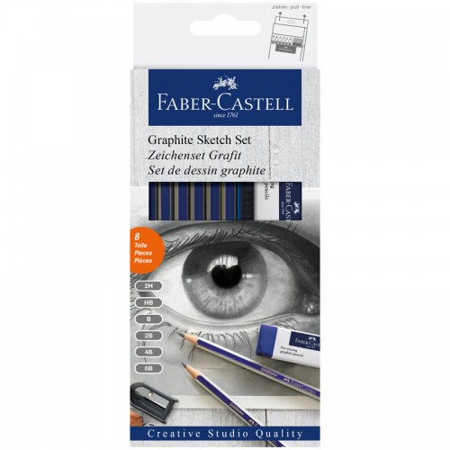 Набор карандашей ч/г Faber-Castell Goldfaber, 6шт.+ластик+точилка, 2H-6B, заточен., карт. уп., европодвес