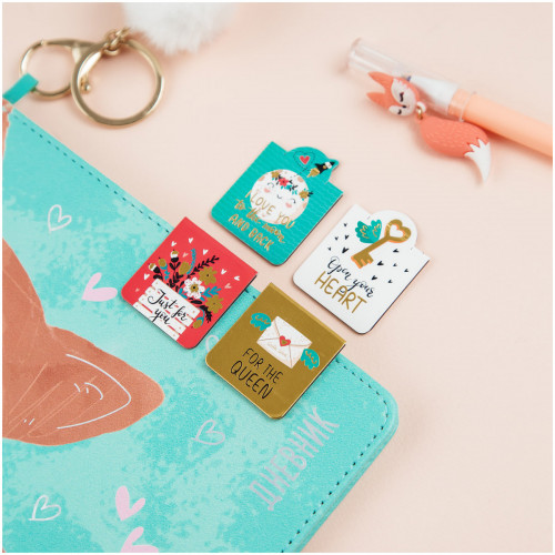 Закладки магнитные для книг, 4шт., MESHU Key to heart