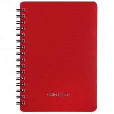 Записная книжка А6 60л., на гребне OfficeSpace Base, красная пластиковая обложка