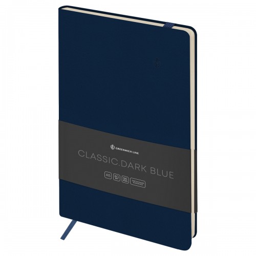 Записная книжка А5 96л. ЛАЙТ, кожзам, Greenwich Line Classic. Dark blue, с резинкой, блок без линовки