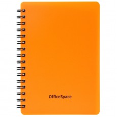 Записная книжка А6 60л., на гребне OfficeSpace Neon, оранжевая пластиковая обложка