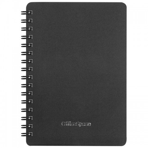 Записная книжка А6 60л., на гребне OfficeSpace Base, черная пластиковая обложка