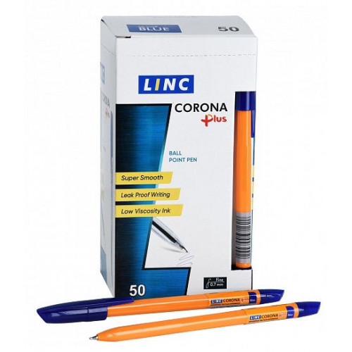 Ручка "Corona Plus" синяя 0.7/138мм корпус оранжевый LINC 3002/Y/blue