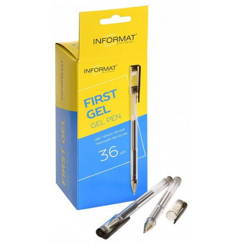 Ручка гел. INFORMAT 0,5 мм черный кругл. корп.
