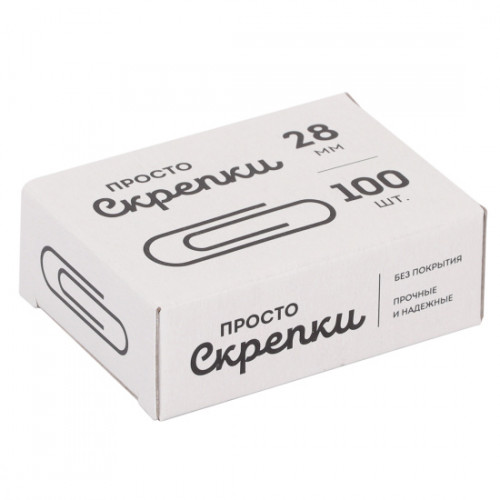 Скрепки металлические "Globus" овальные без покрытия 28 мм, 100 шт в картонной коробке/С28-100